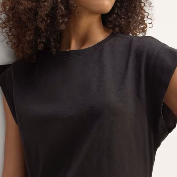 NEW Everlane The Muscle Tee Midi Dress Black Small Sustainable - Picture 2 of 5